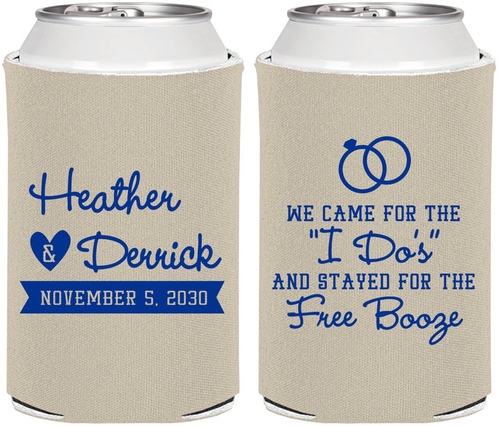Personalized Wedding Can Coolers - I Do Free Booze | 243