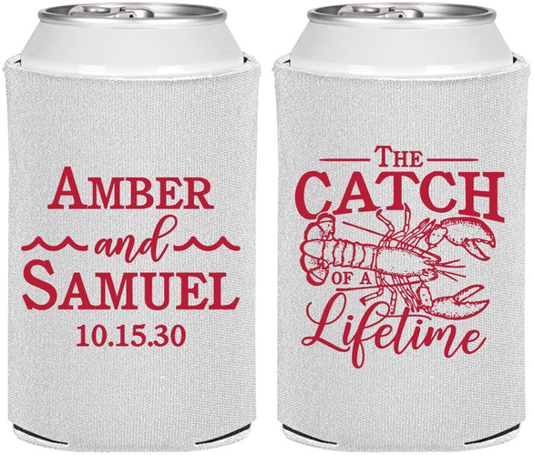 Personalized Wedding Can Coolers - Catch Of A Lifetime Lobster | 245