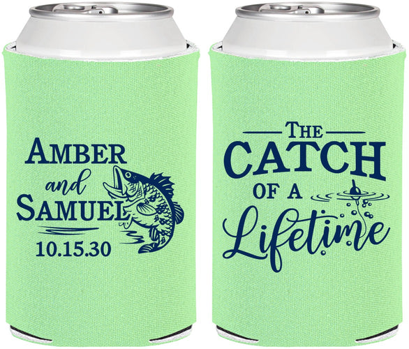 Personalized Wedding Can Coolers - Catch Of A Lifetime Fish | 246