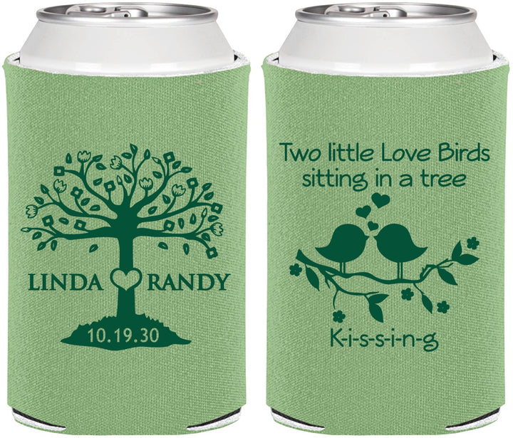 Personalized Wedding Can Coolers - Two Little Love Birds | 249