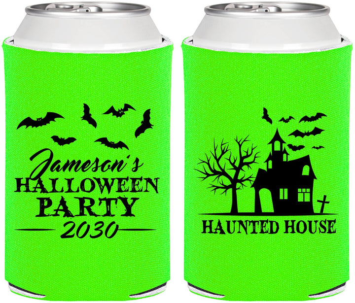 Personalized Halloween Can Coolers - Haunted House | 250006