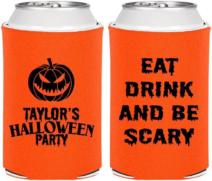 Personalized Halloween Can Coolers - Scary Pumpkin | 250008