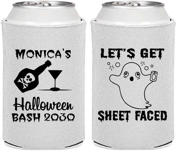 Personalized Halloween Can Coolers - Ghost Sheet Faced | 250009