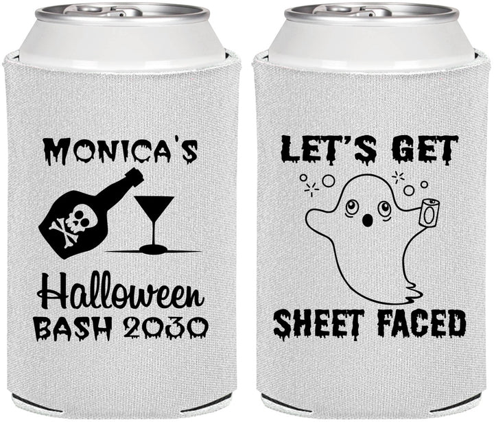 Personalized Halloween Can Coolers - Ghost Sheet Faced | 250009