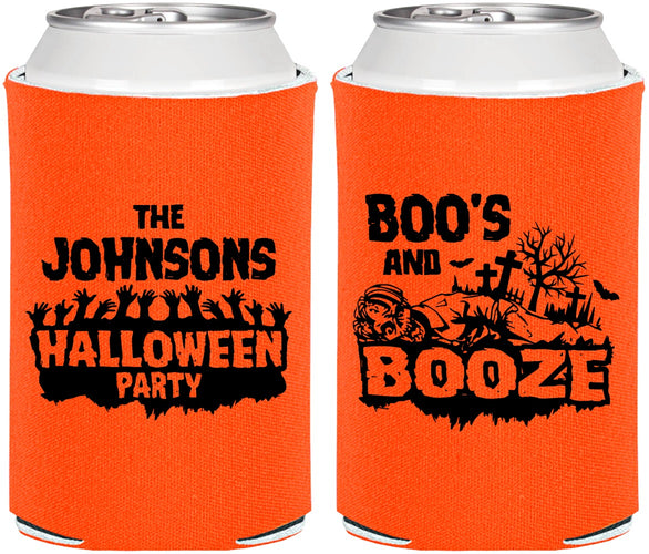 Personalized Halloween Can Coolers - Boos And Booze | 250012
