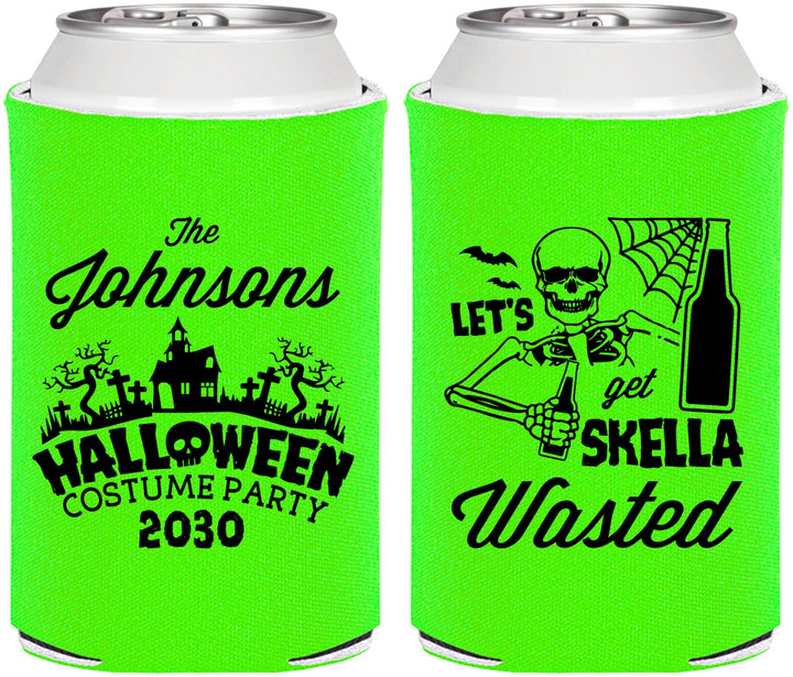 Personalized Halloween Can Coolers - Skellawasted Skeleton | 250014