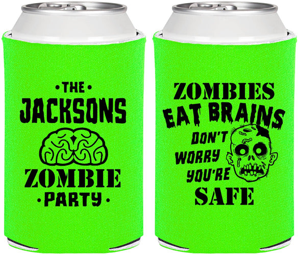 Personalized Halloween Can Coolers - Zombie Brain | 250026