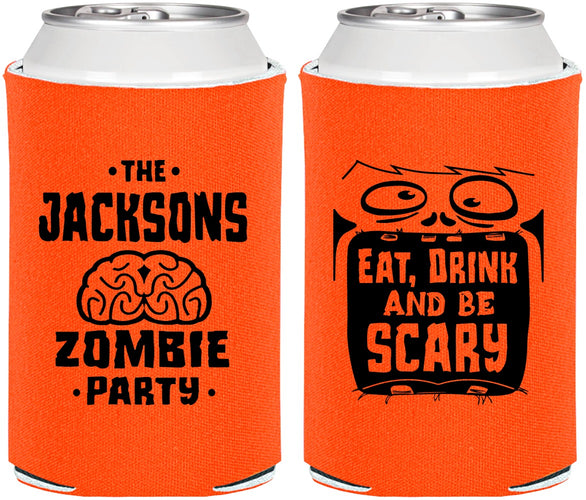 Personalized Halloween Can Coolers - Eat Drink Be Scary | 250028