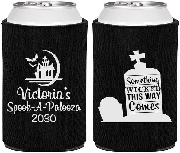 Personalized Halloween Can Coolers - Haunted House | 250031