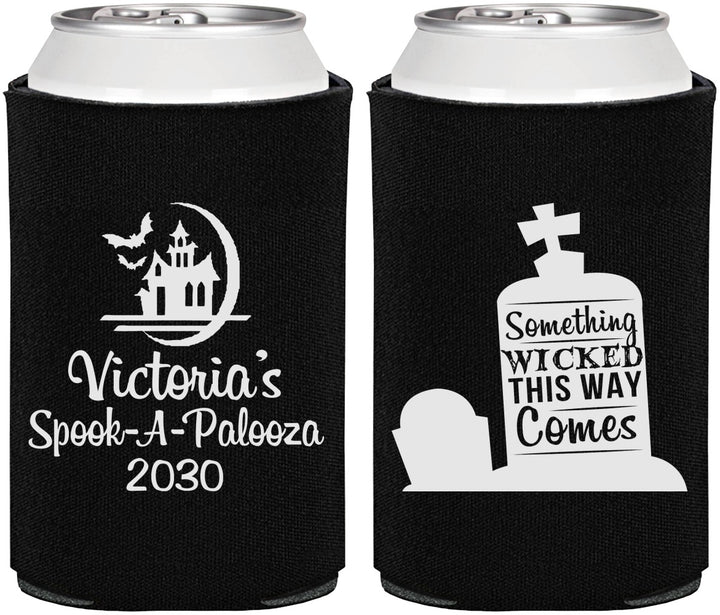 Personalized Halloween Can Coolers - Haunted House | 250031
