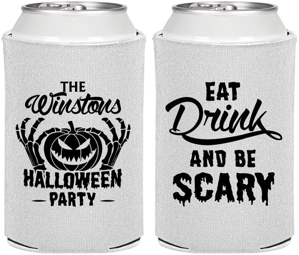 Personalized Halloween Can Coolers - Eat Drink Be Scary | 250033