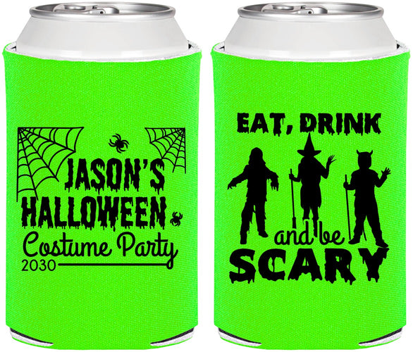Personalized Halloween Can Coolers - Eat Drink Be Scary | 250038