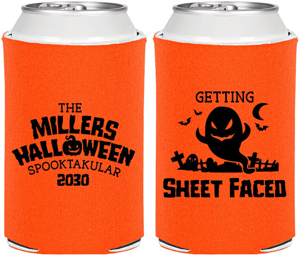 Personalized Halloween Can Coolers - Ghost Sheet Faced | 250040