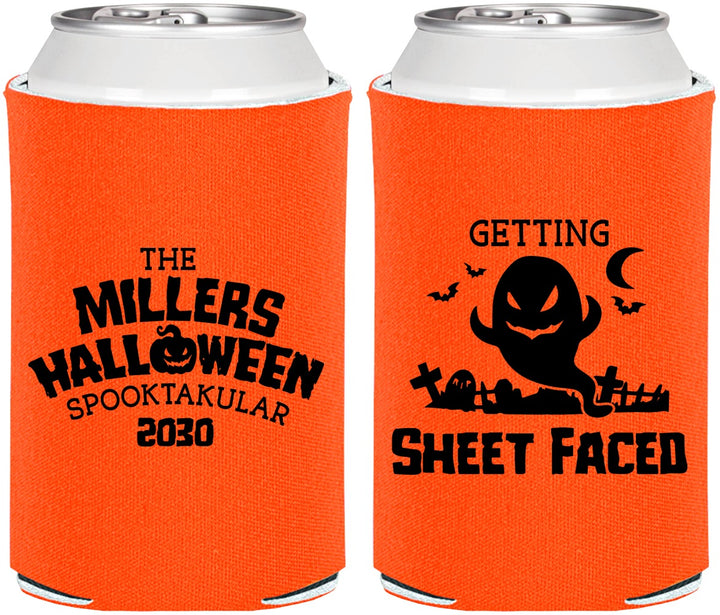Personalized Halloween Can Coolers - Ghost Sheet Faced | 250040