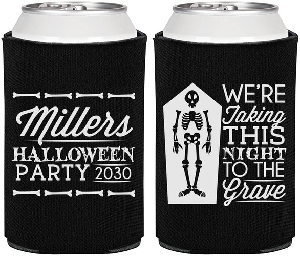 Personalized Halloween Can Coolers - Skeleton | 250051