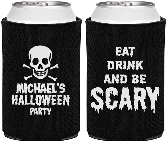 Personalized Halloween Can Coolers - Eat Drink Be Scary | 250059