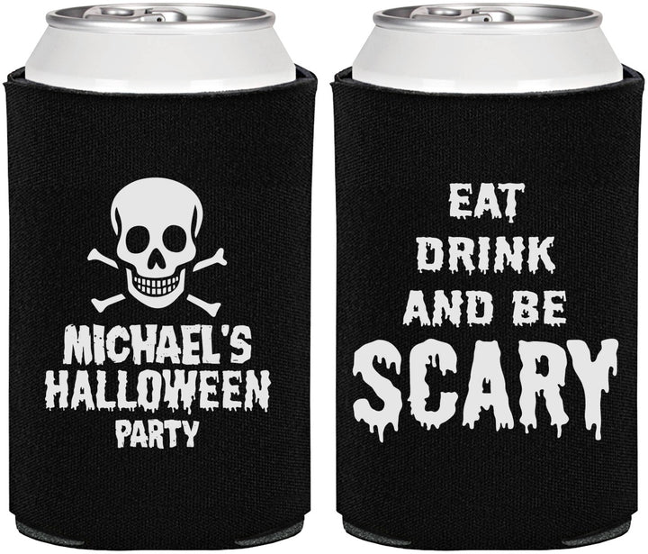 Personalized Halloween Can Coolers - Eat Drink Be Scary | 250059