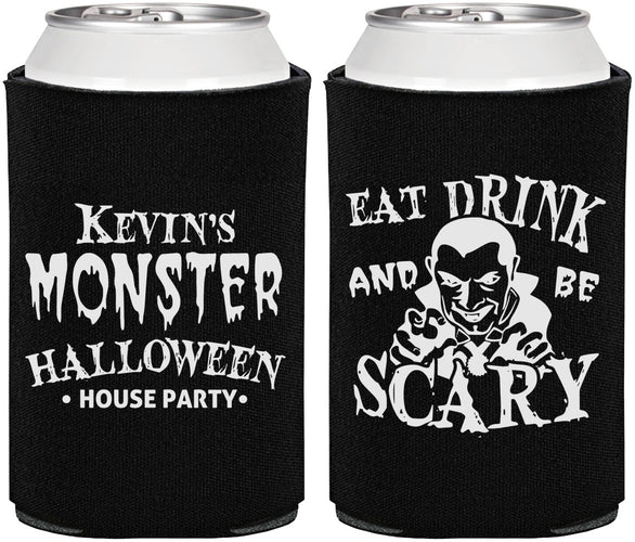 Personalized Halloween Can Coolers - Eat Drink Be Scary | 250063