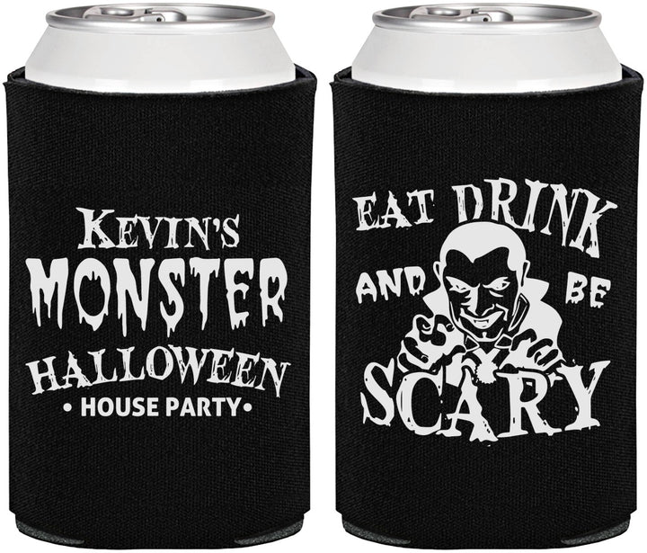 Personalized Halloween Can Coolers - Eat Drink Be Scary | 250063