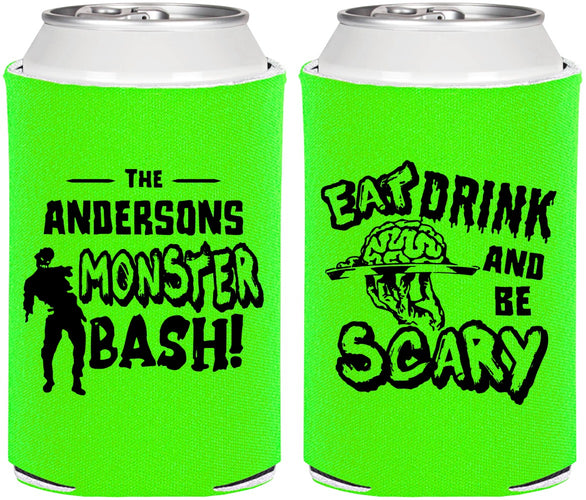 Personalized Halloween Can Coolers - Eat Drink Be Scary | 250070