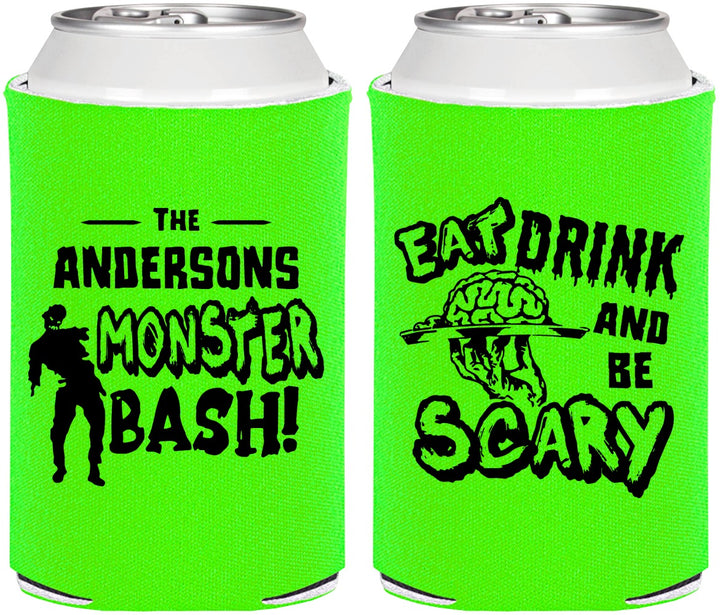 Personalized Halloween Can Coolers - Eat Drink Be Scary | 250070