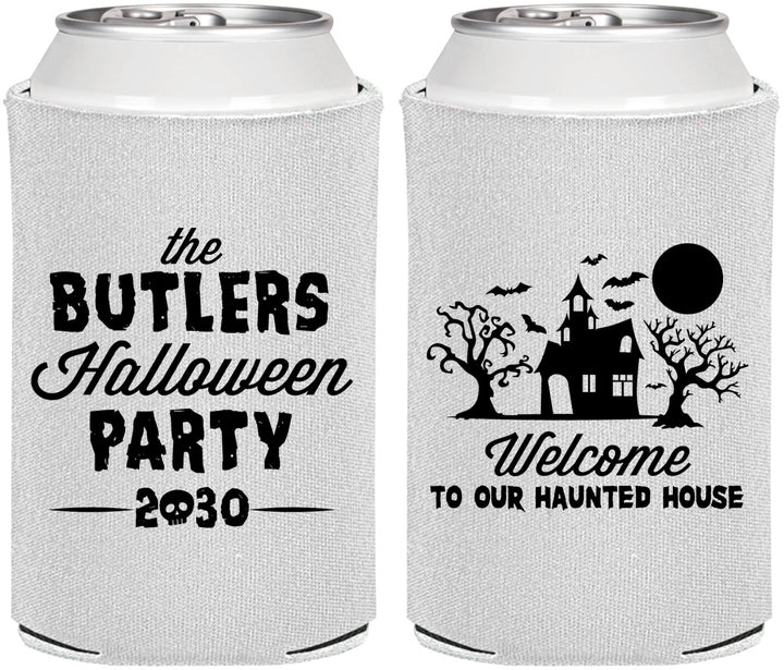 Personalized Halloween Can Coolers - Haunted House | 250073