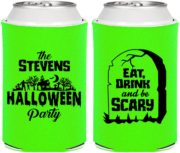 Personalized Halloween Can Coolers - Eat Drink Be Scary | 250074