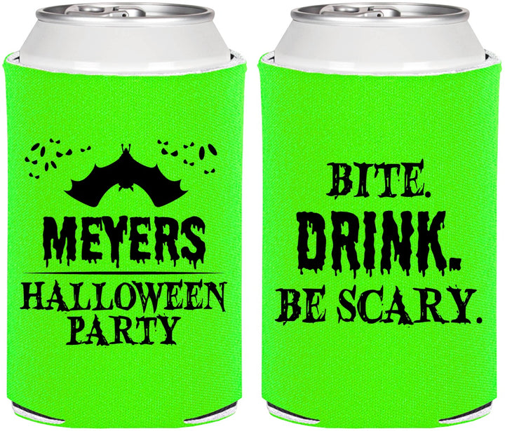 Personalized Halloween Can Coolers - Bite Drink Be Scary | 250082