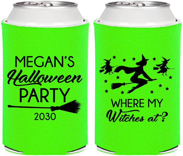 Personalized Halloween Can Coolers - Where My Witches At | 250086