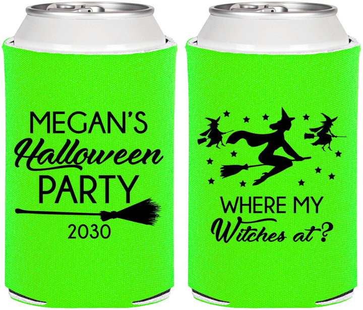 Personalized Halloween Can Coolers - Where My Witches At | 250086