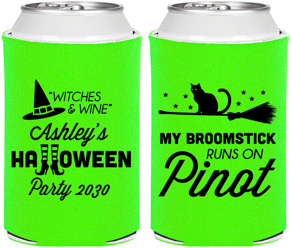 Personalized Halloween Can Coolers - Witch Broomstick | 250098