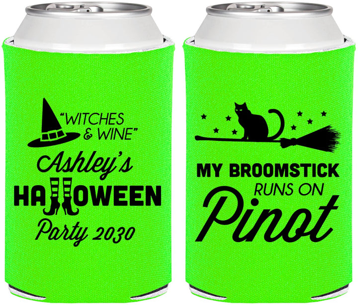 Personalized Halloween Can Coolers - Witch Broomstick | 250098