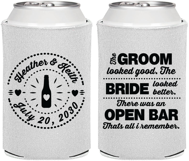 Personalized Wedding Can Coolers - Groom Bride Open Bar | 253