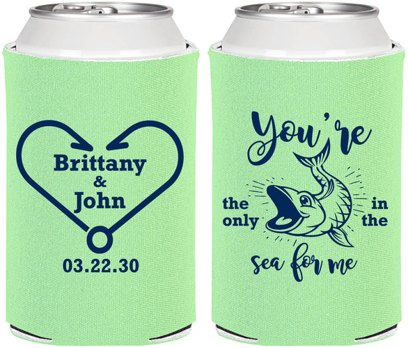 Personalized Wedding Can Coolers - Fish In The Sea For Me | 254