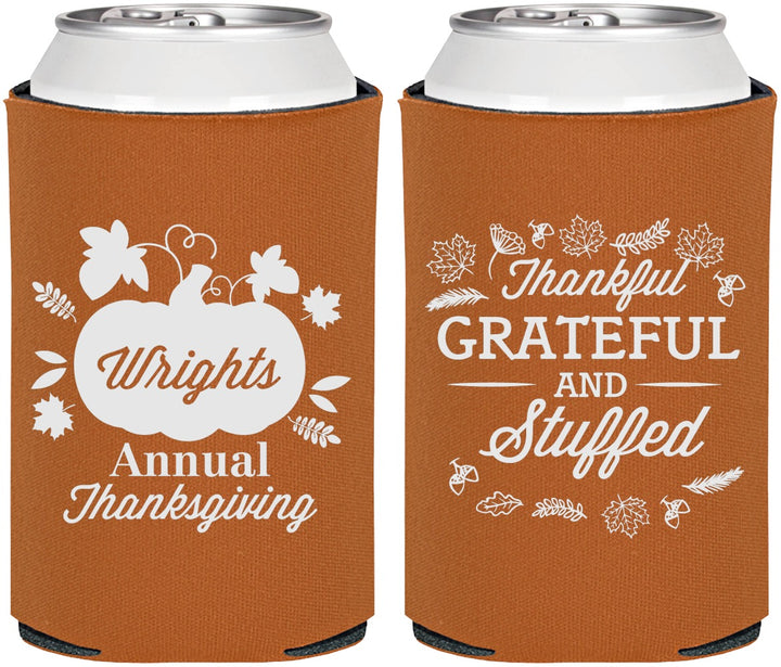 Personalized Thanksgiving Can Coolers - Grateful And Stuffed | 260000