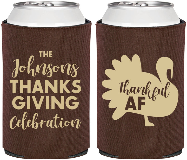 Personalized Thanksgiving Can Coolers - Thankful Af | 260002