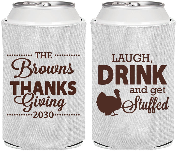 Personalized Thanksgiving Can Coolers - Laugh Drink Stuffed | 260007