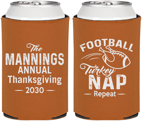 Personalized Thanksgiving Can Coolers - Football Turkey | 260012