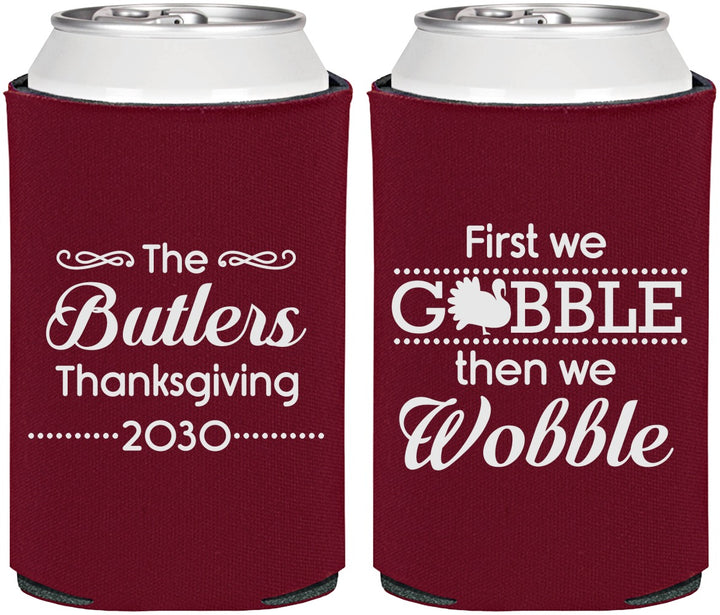 Personalized Thanksgiving Can Coolers - Gobble Til You Wobble | 260013