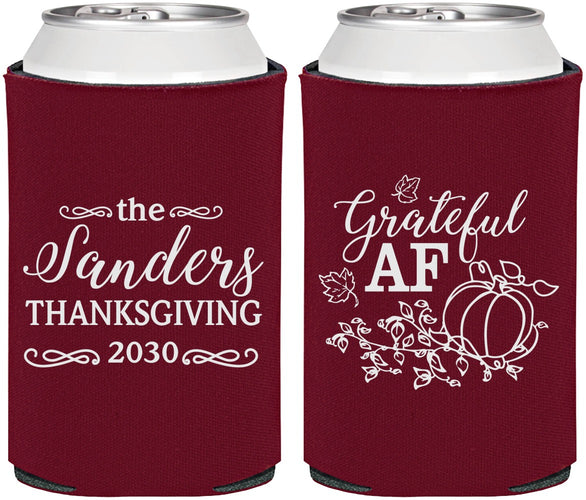 Personalized Thanksgiving Can Coolers - Grateful Af | 260017