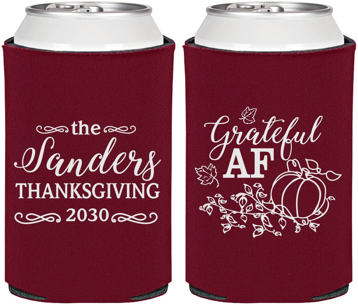 Personalized Thanksgiving Can Coolers - Grateful Af | 260017