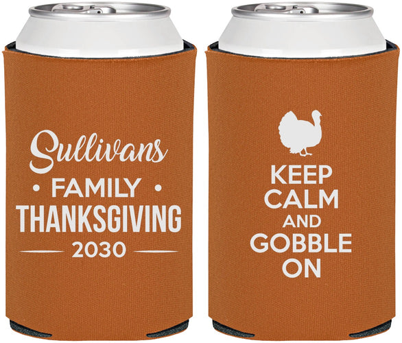 Personalized Thanksgiving Can Coolers - Gobble Turkey | 260024