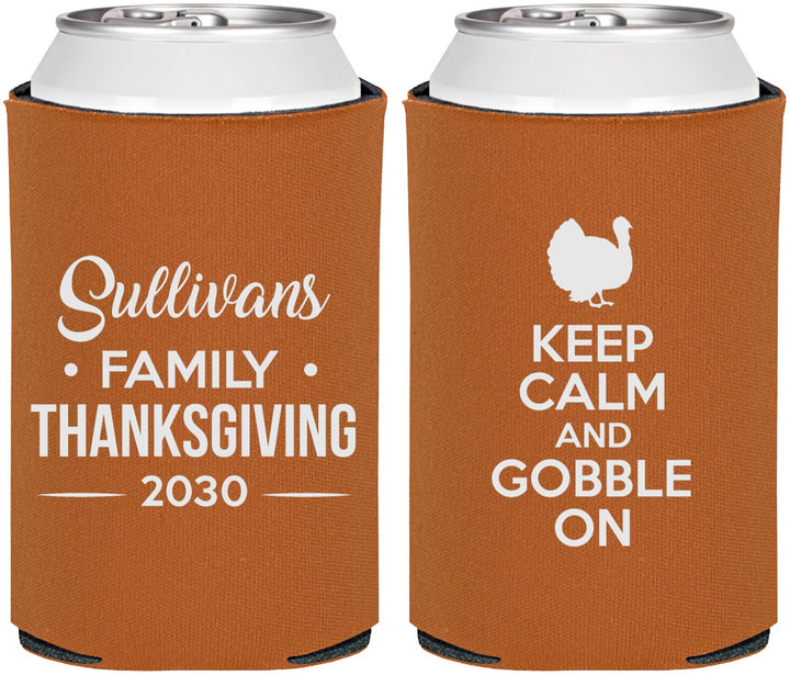 Personalized Thanksgiving Can Coolers - Gobble Turkey | 260024
