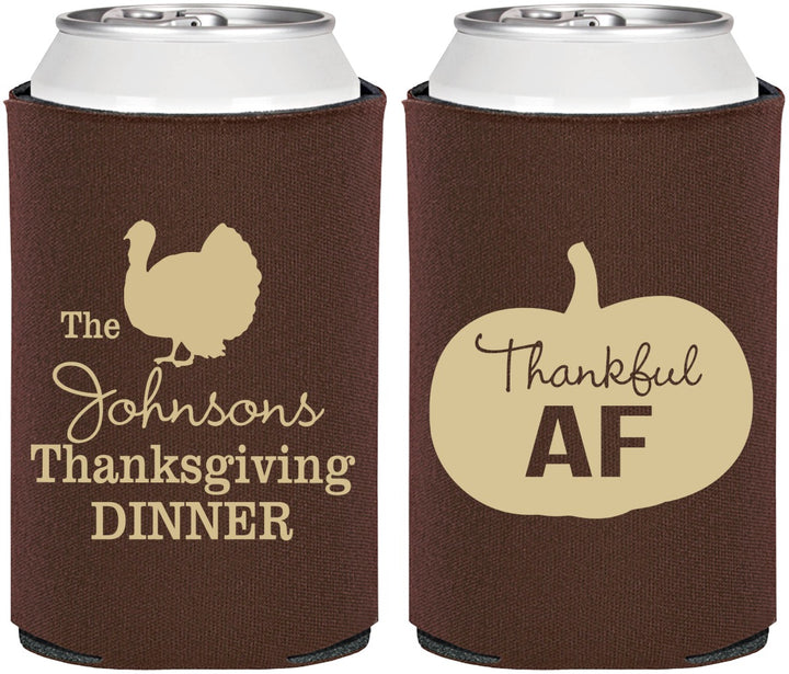 Personalized Thanksgiving Can Coolers - Thankful Af | 260026