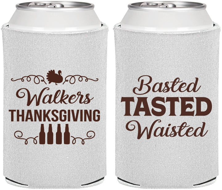 Personalized Thanksgiving Can Coolers - Basted Tasted Waisted | 260027