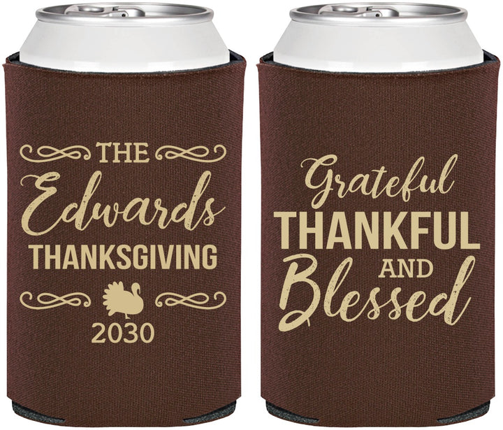 Personalized Thanksgiving Can Coolers - Grateful Blessed | 260030