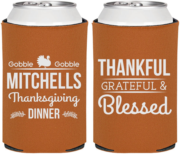 Personalized Thanksgiving Can Coolers - Thankful Blessed | 260032