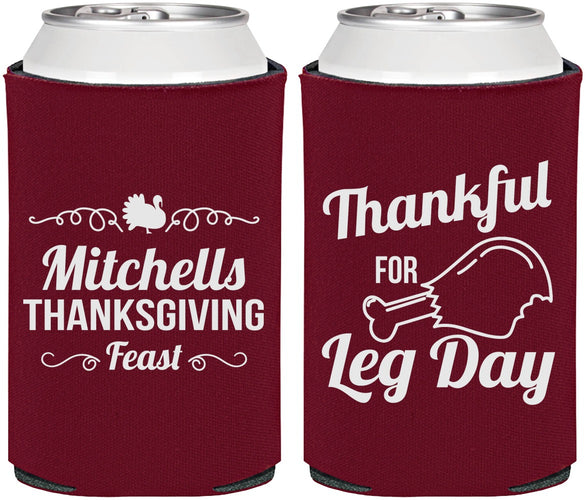 Personalized Thanksgiving Can Coolers - Leg Day | 260033