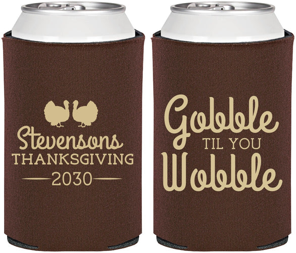 Personalized Thanksgiving Can Coolers - Gobble Til You Wobble | 260034