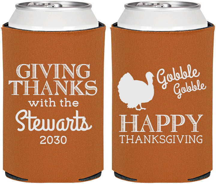 Personalized Thanksgiving Can Coolers - Gobble Gobble | 260040